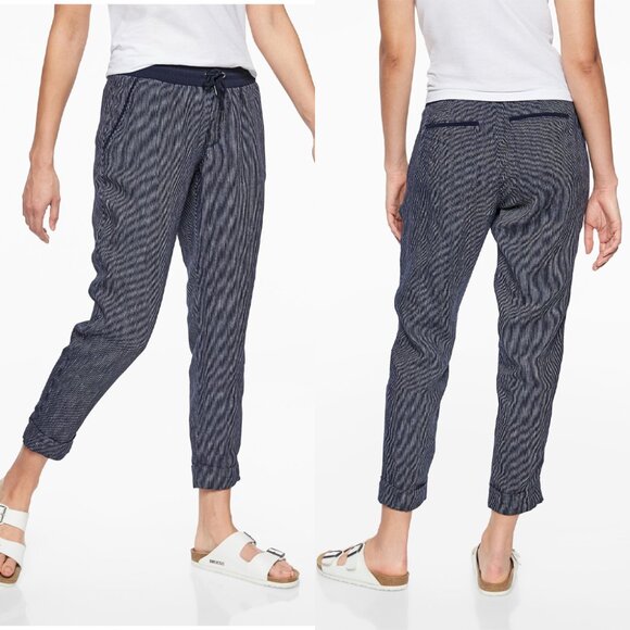 Athleta Pants - Athleta Bali 100% Linen Pants in Navy Stripe Size 6
